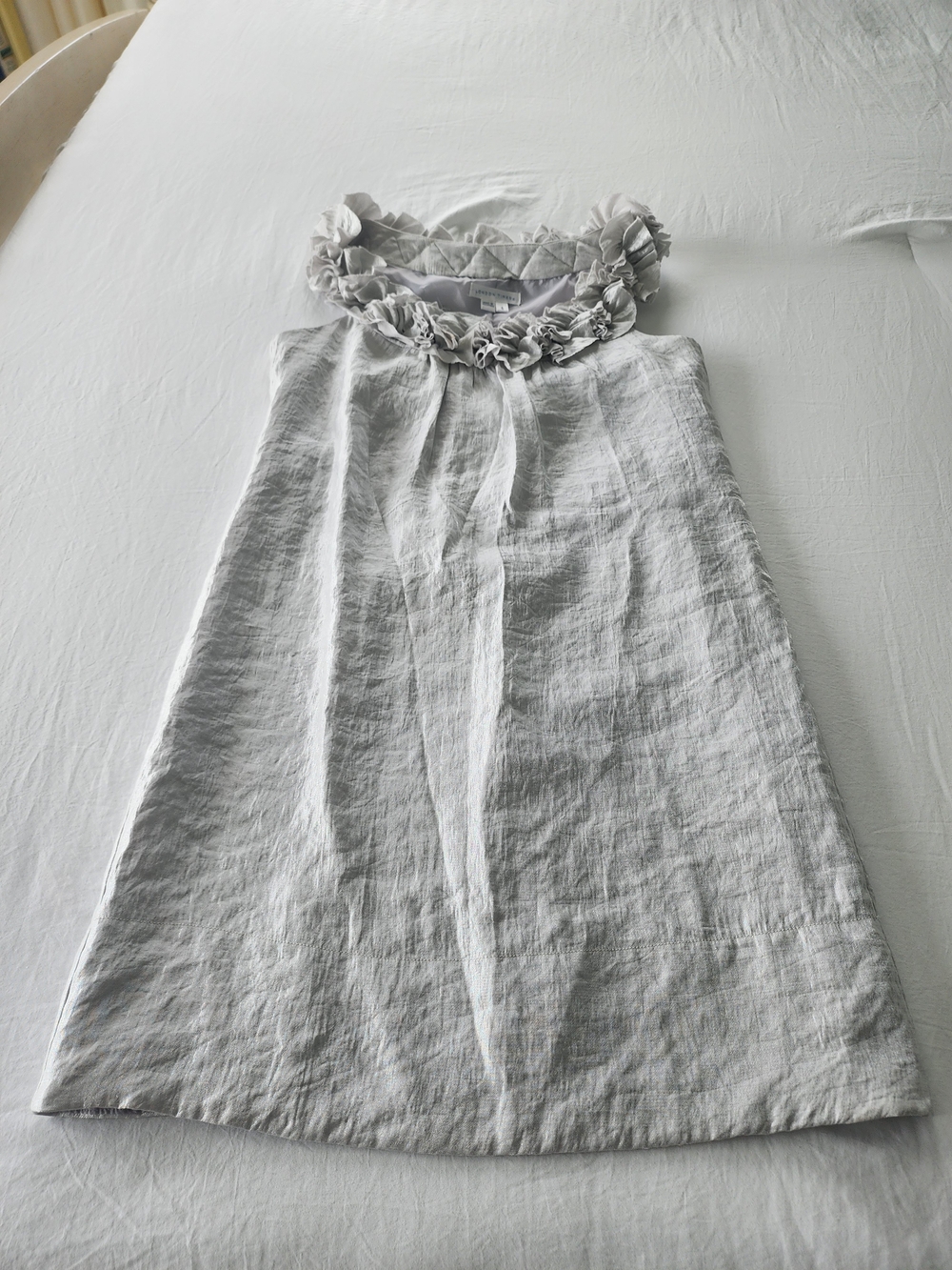 London Times Ruffle Neckline Dress — Silver